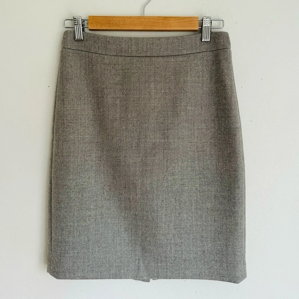 J. Crew Classic Wool Pencil Skirt in Grey
